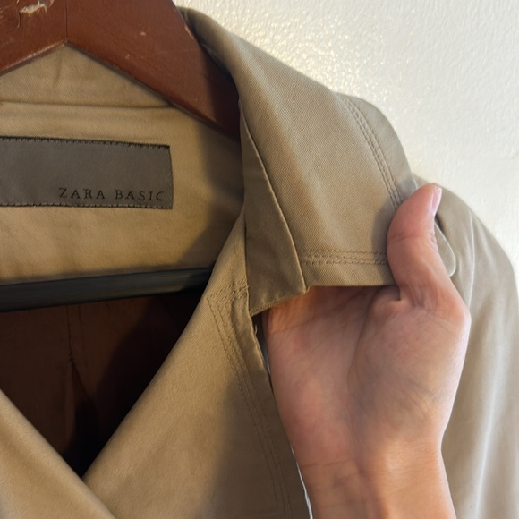 Zara Basic Trench Coat Medium Length Size S - Picture 7 of 7